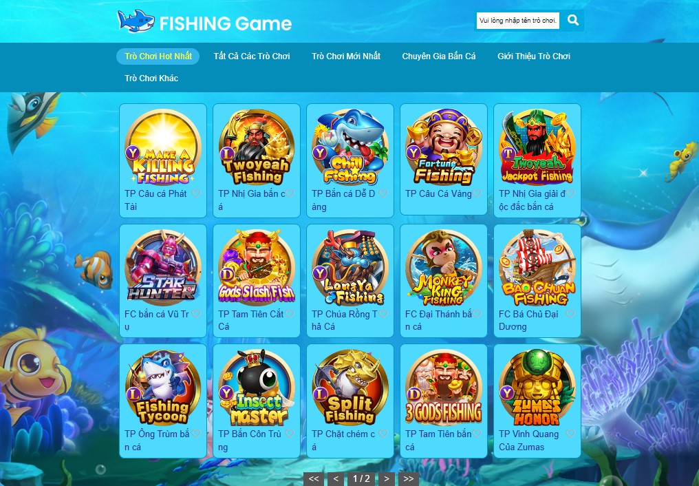 giao diện kho game bắn cá tại nhà cái 77win